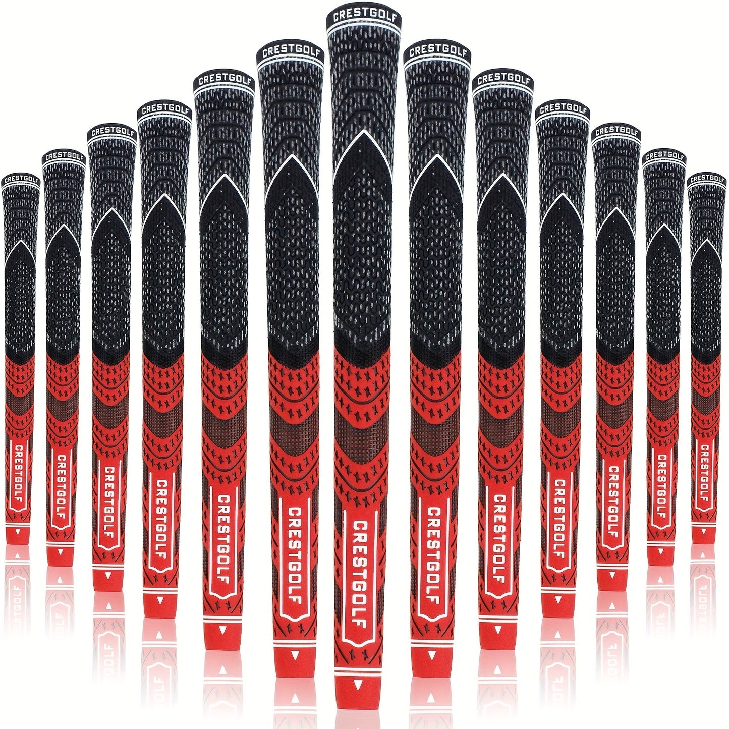 Midsize Golf Grips Set 13 Pack – All Weather Hybrid Rubber Golf Club Grips with Ecological Yarn Thread Technology, Multiple Colors, Fits Full Set of Clubs (Black, White, Red, Orange, Yellow, Blue, Gray)