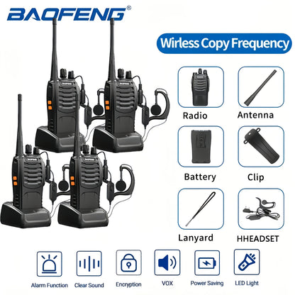 Baofeng BF-888S Walkie Talkies 16 Channel UHF Long Range Two Way Radio Rechargeable with Earphones for Camping Hiking Hunting Outdoor