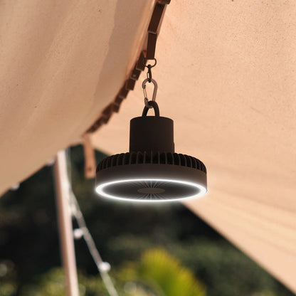 Rechargeable camping fan with night light and power bank