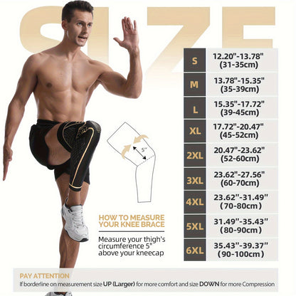 Copper Full Leg Knee Brace Compression Sleeve with Patella Gel Pad & Metal Side Stabilizers - 60% Copper Ions Infused Knee Support for Men & Women Running Workout Sports, Sizes S to 6XL