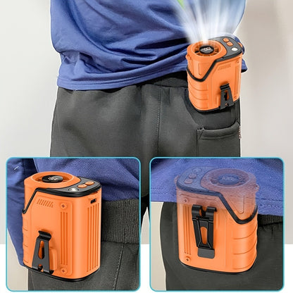 Portable Waist Fan 4-in-1 Neck Fan with Flashlight Power Bank Large Battery for Outdoor Camping Hiking Sports EDC