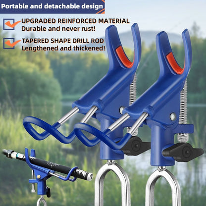 Fishing Rod Holder Ground Stake 360° Adjustable 2pcs Set, Heavy Duty Shore & Beach Rod Bracket Stand for Surf Fishing, Bank Fishing & Outdoor Angling, Reinforced Pole Support Holder