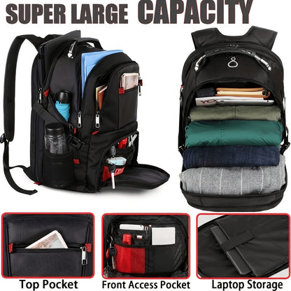 Large Laptop Backpack 50L – Fits 17 Inch Computer, Airline Approved Carry On, 3-Compartment Travel & College Backpack for Men Women | 8 Colors, Breathable Mesh Straps
