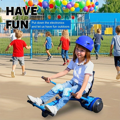 Hoverboard Go Kart Seat Attachment Kit for Kids 6.5"-10" Self Balancing Scooter Conversion Accessories with Off-Road Tires, Shock Absorber & Dual Footrests – Sturdy Metal Frame, Easy Install, Fun Ride