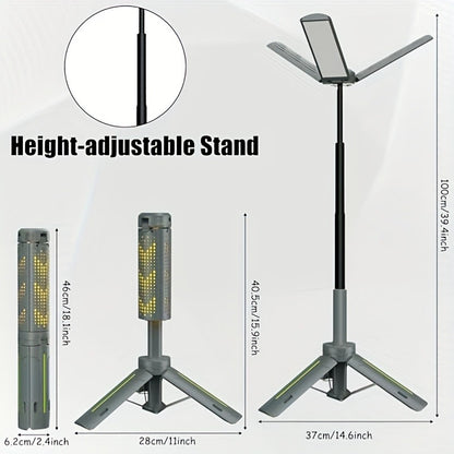Camping Light & Work Light 3000 Lumens – Cordless LED with 3 Adjustable Heads, 8000/14500mAh Rechargeable Battery, Dimmable & Telescopic Tripod Stand | Camping Gear, Garage & Emergency Light