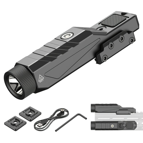 Tactical Flashlight 1680 Lumens for Rifle – M-Lok & Picatinny Rail Mount, Magnetic USB Rechargeable, Momentary Strobe, Low Profile Weapon Light