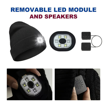 LED Knit Beanie with USB Rechargeable Lights – Light-Up Acrylic Knit Hat for Running, Hiking & Outdoor Activities, Stretchy Unisex Winter Beanie with Built-In LED Headlamp, Lightweight & Warm