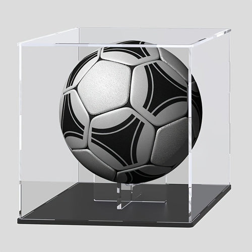 Acrylic Football Display Case Clear Crystal Box with Removable Football Stand Detachable Easy Assembly Memory Storage Display Box for Full Size Football Collectors Gift for Football Fans Athletes