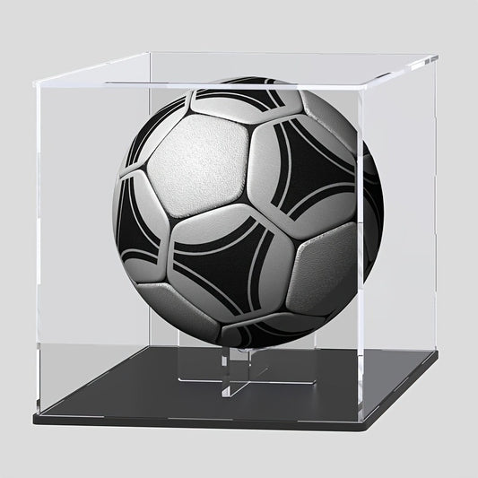 Acrylic Football Display Case Clear Crystal Box with Removable Football Stand Detachable Easy Assembly Memory Storage Display Box for Full Size Football Collectors Gift for Football Fans Athletes