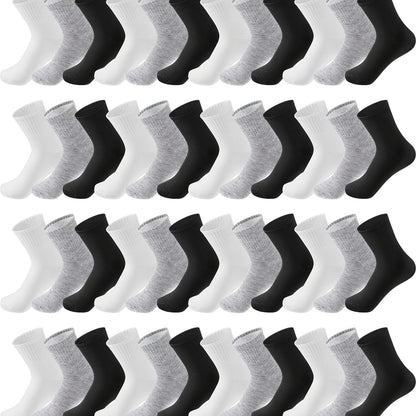 Bulk Moisture-Wicking Ankle Socks 100 Pairs Unisex Men Women Casual Sports Gym Socks Black White Gray One Size Fits Most