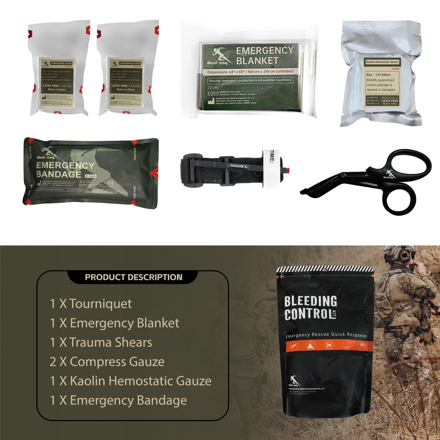 IFAK Trauma Kit Compact Black – Survival First Aid Kit with Bandages, Compressed Gauze & Scissors for Car, Family Trips, Outdoor Adventures, Hiking & Emergency Preparedness