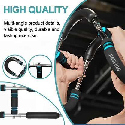 Arm Strength Trainer U-Shaped Spring Resistance Bar – Portable Home Gym Chest Expander & Forearm Strengthener with 2-Level Adjustable Resistance Bands, Detachable Design & Comfortable Grip | 3 Colors