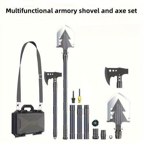 Hand-Forged Camping Axe & Shovel Set Portable Outdoor Tool Kit for Chopping Firewood Hiking Backpacking Gardening Backyard Survival Activities