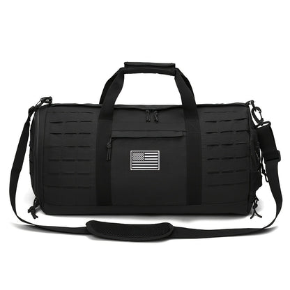 Tactical Duffle Bag 40L for Men Heavy Duty Gym Bag with Shoe Compartment Laptop Pocket Waterproof Sport Travel Bag Weekender Overnight Bag for Gym Fitness Basketball Football Office Commute Khaki Black Green