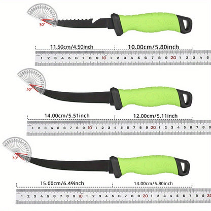Stainless Steel Fishing Knife Set 3-Piece – 4.5 to 6.5 Inch Fish Fillet Knives for Camping, Fishing & Outdoor Use, Professional Fishing Tackle Tool Set, Ideal Fishing Gift for Men (Green)