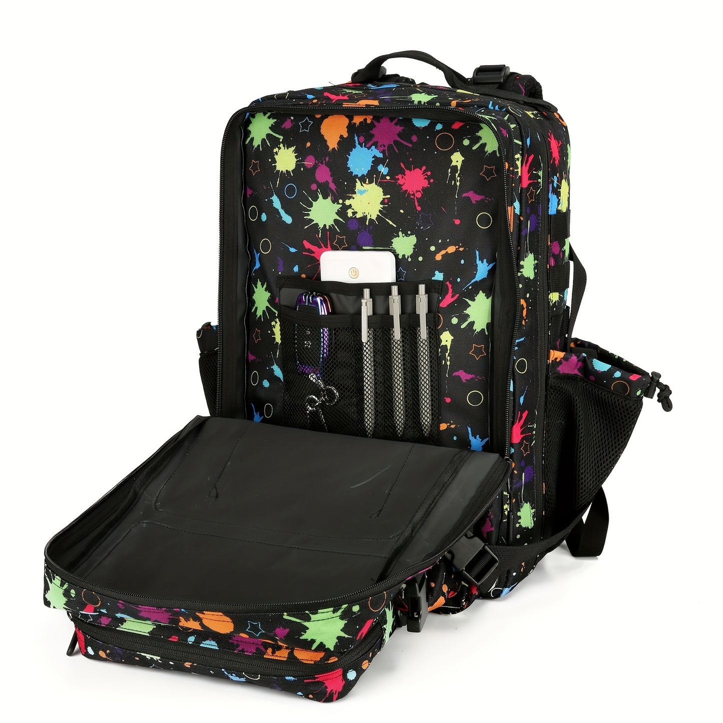 Large Hiking Backpack 45L Fluorescent Tie Dye – Lightweight Daypack for Camping, Travel, Cycling, Fitness & School, Colorful Outdoor Sports Rucksack, Birthday & Christmas Gift Idea