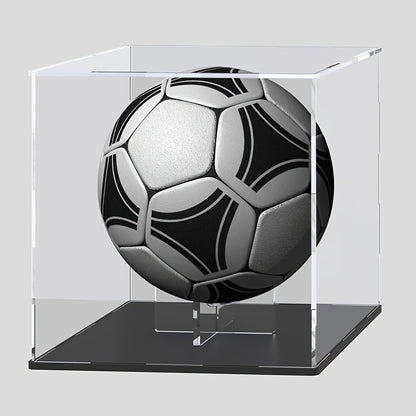 Acrylic Football Display Case Clear Crystal Box with Removable Football Stand Detachable Easy Assembly Memory Storage Display Box for Full Size Football Collectors Gift for Football Fans Athletes
