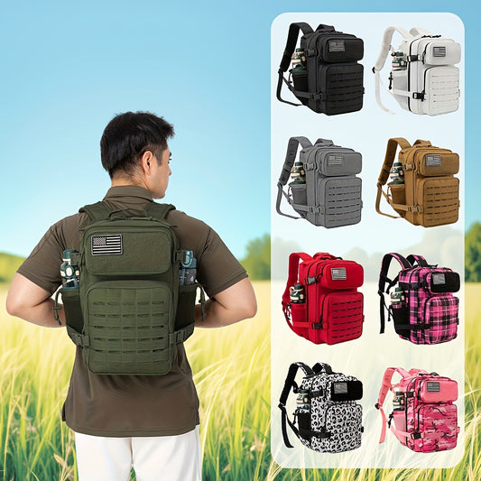 Tactical Laptop Backpack 25L MOLLE Unisex – Office & Hiking Daypack with Dual Cup Holders for Men & Women, 3-Day Bug Out Bag, Trekking & Laptop Organizer, 9 Colors: Black, Green, Pink & More