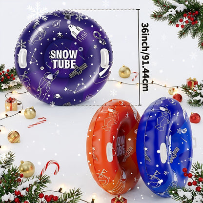 Snow Tubes for Adults 36 Inch 3-Pack – Extra-Large PVC Snow Sleds with 2 Dual Handles, Heavy-Duty Inflatable Snow Tubes for Hill Sledding, Ski Resort & Outdoor Winter Snow Sports
