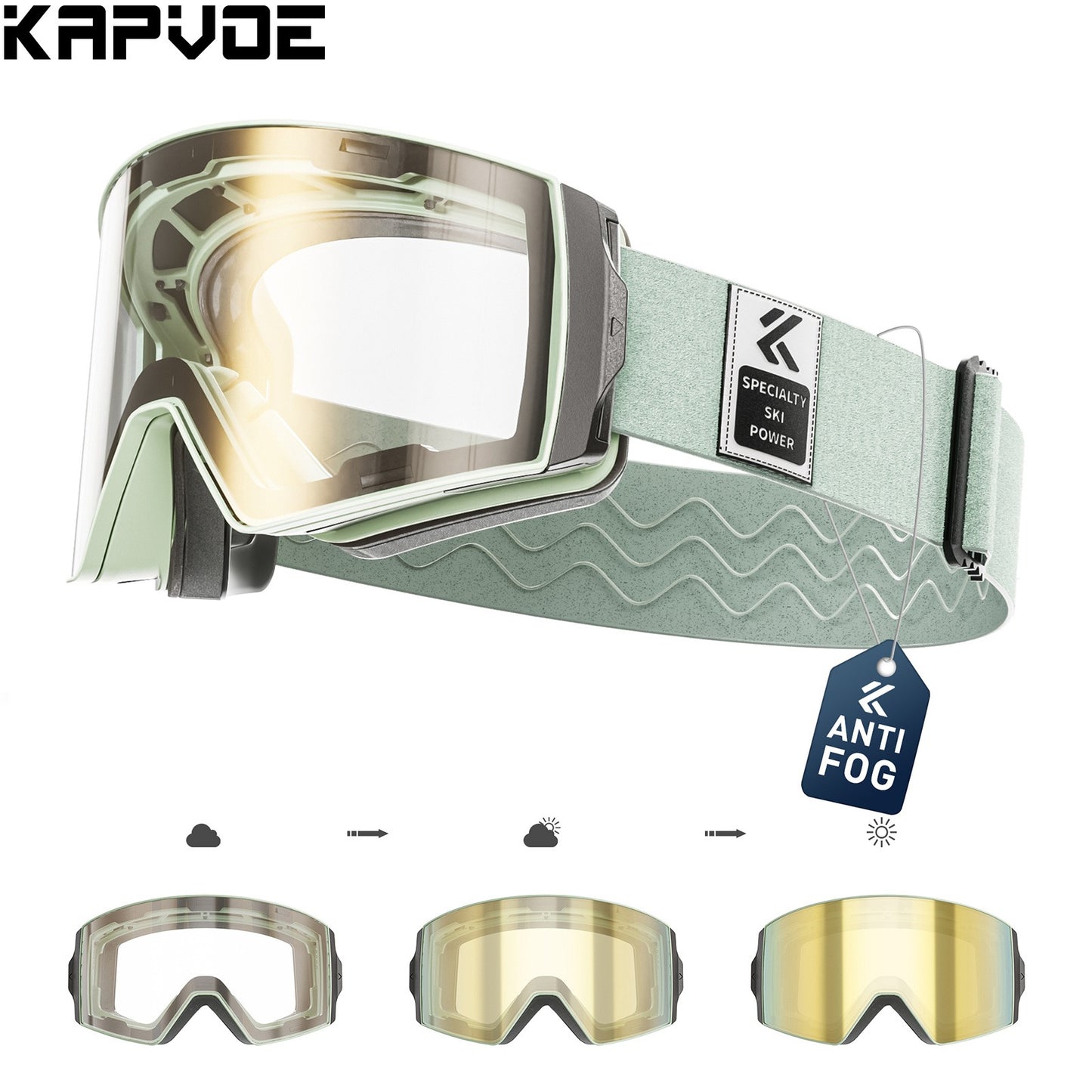 Magnetic Photochromic Ski Goggles OTG Helmet Compatible – 16-Point Magnetic Swap Lens, Triple-Layer Foam, Double Anti-Fog Dual-Layer PC 99.99% UV Protection for Men & Women, Includes Case & Bag