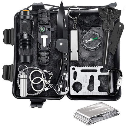 Survival Kit with Fire Starter & Compass – 14/152/258 Piece Outdoor Survival Gear Set for Camping, Hiking & Emergency | Perfect Gift for Men