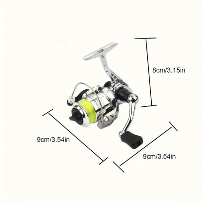 Mini 100 Spinning Fishing Reel – 4.3:1 High-Speed Gear Ratio, Aluminum Alloy Body, Interchangeable Rocker Arm, Ambidextrous, Includes 109 Yards of Line – Lightweight Reel for Freshwater & Saltwater Fishing
