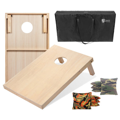 Regulation Cornhole Board Set 4x2 Solid Wood ACA Standard with 8 Bean Bags Carrying Case Tote Outdoor Yard Tailgate Party Game 13 Color Options