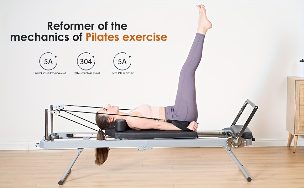 Pilates Reformer Machine for Home Gym – Foldable Pilates Equipment with Adjustable Resistance Springs, 11-Level Intensity, Smooth Sliding Rails, 330 lbs Capacity for Beginners & Advanced