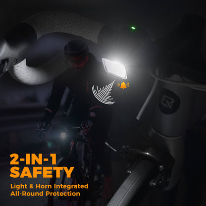 Combined bicycle front light and horn