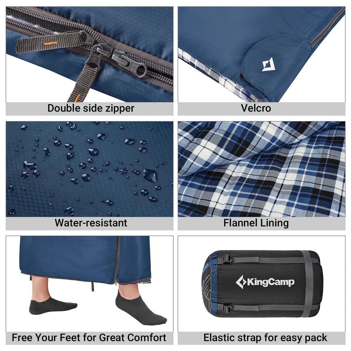Wide Flannel Camping Sleeping Bag source view 20