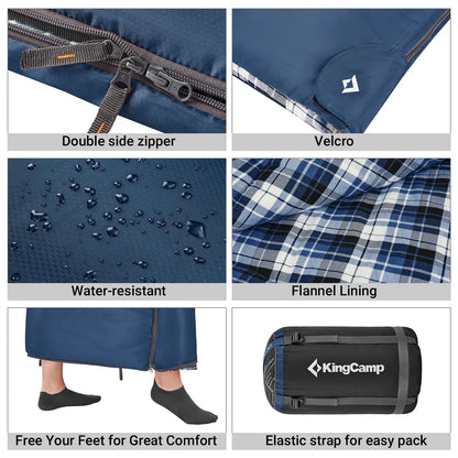 Wide Flannel Camping Sleeping Bag source view 20