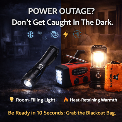 Power Outage Kit – 72-Hour Blackout Survival Bag with Lantern, Flashlight, Emergency Radio & Thermal Bivy