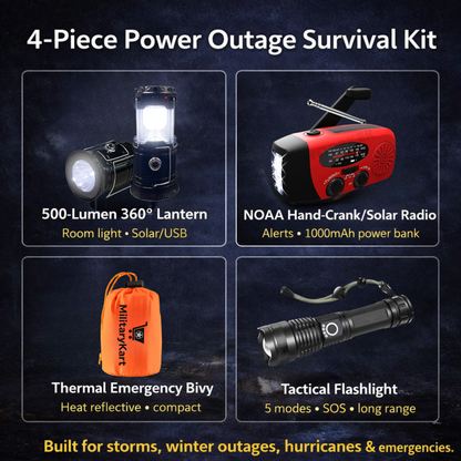 Power Outage Kit – 72-Hour Blackout Survival Bag with Lantern, Flashlight, Emergency Radio & Thermal Bivy