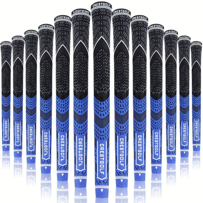 Midsize Golf Grips Set 13 Pack – All Weather Hybrid Rubber Golf Club Grips with Ecological Yarn Thread Technology, Multiple Colors, Fits Full Set of Clubs (Black, White, Red, Orange, Yellow, Blue, Gray)