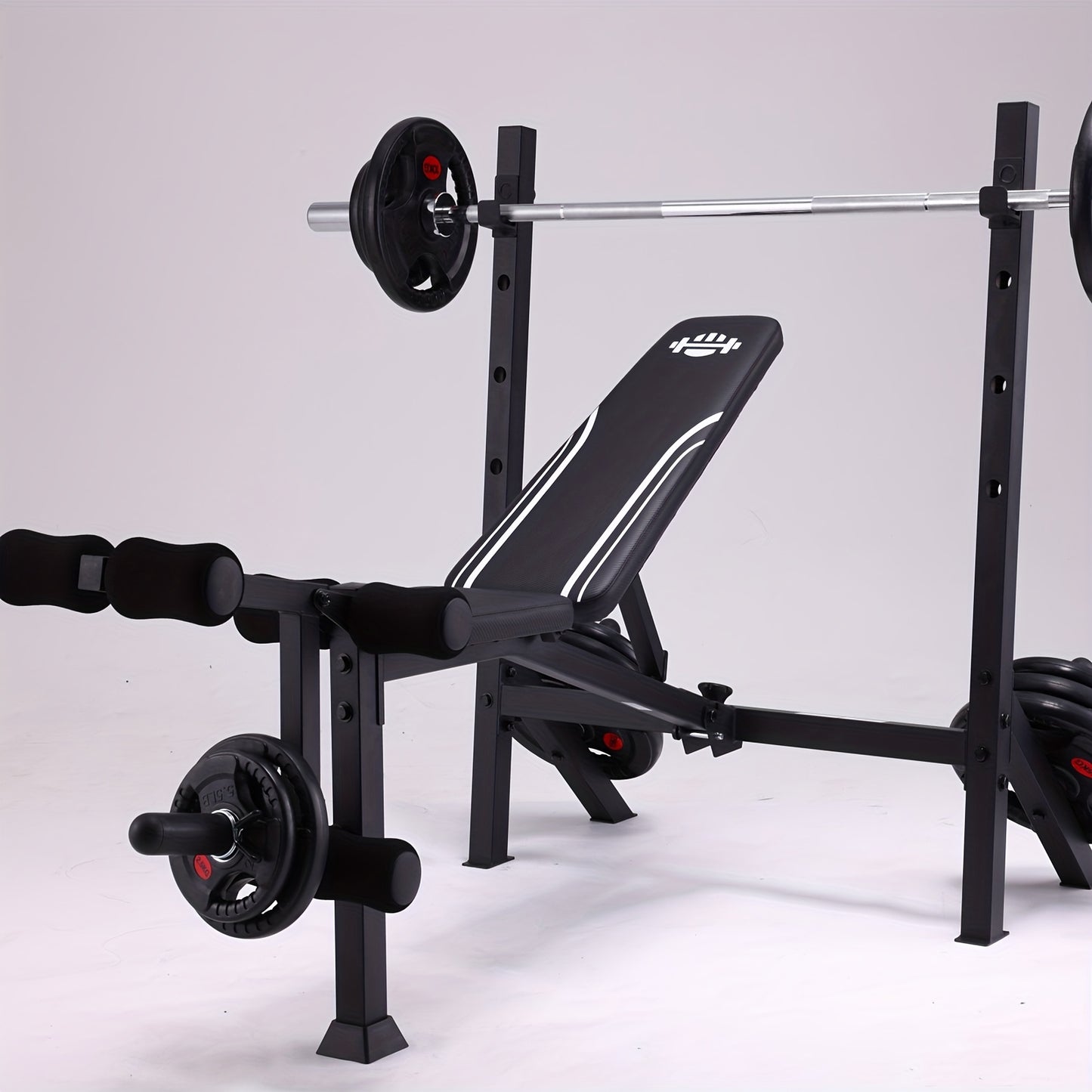 Adjustable Weight Bench Set – Foldable Home Gym Workout Bench with Squat Rack, Leg Developer & Preacher Curl Pad | 3-Second Fast Fold, Full Body Strength Training for Press, Curl & Squat Exercises
