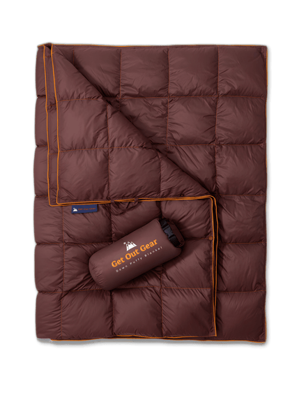 Packable Down Camping Blanket Maroon option