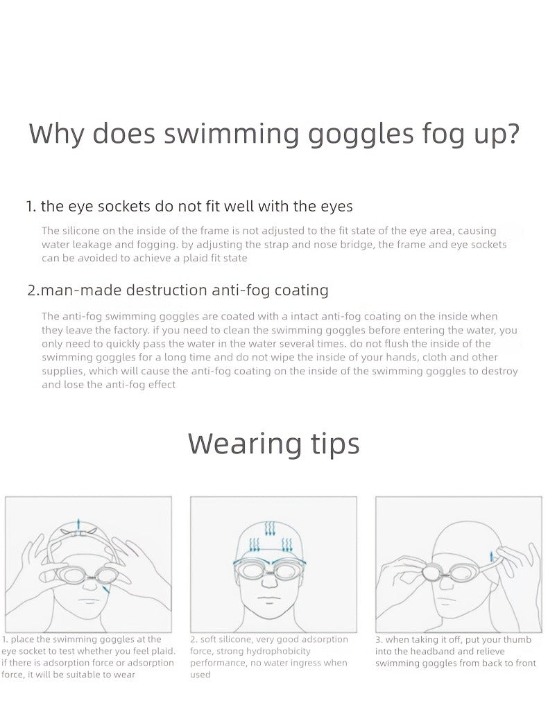 Anti-Fog Swimming Goggles Set – UV Protection, Earplugs & Nose Clip