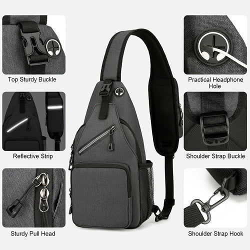 Crossbody Sling Backpack for Women Men - Lightweight Oxford Cloth Shoulder Chest Bag Daypack for Hiking Traveling Camping, Large Capacity Zipper Sling Bag with Adjustable Strap (2 Pack)
