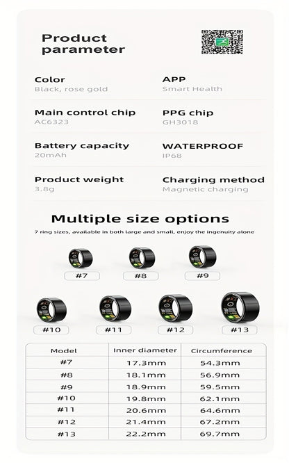 Smart Ring Fitness Tracker – IP68 Waterproof Health Monitor