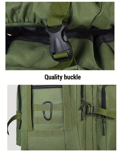 Tactical Backpack 100L Large Capacity Hiking Backpack Multiple Compartments Heavy Duty Ergonomic Straps for Camping Travel Trekking Backpacking Outdoor Adventures Jungle Green Black Army Green Gray Desert
