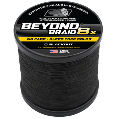 Braided Fishing Line Blackout 8X- No Fade / 8LB option
