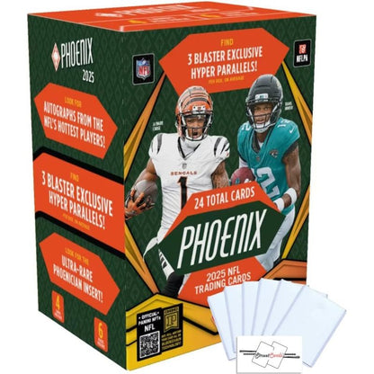 2025 Panini Phoenix Football NFL Blaster Box 24 Trading Cards Look for Autographs Hyper Parallels Phoenician Inserts 6 Toploaders StreetCards Magnet Blaster Exclusive NFL Collector Box
