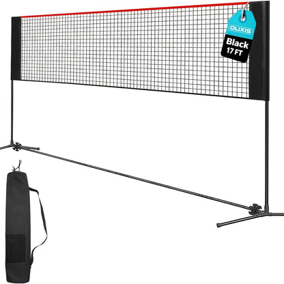 Badminton Volleyball Net Portable Adjustable Height 10ft 14ft 17ft Weather-Resistant Outdoor Indoor Backyard Pool Court Net with Carry Bag for Backyard Lawn Beach Park Play