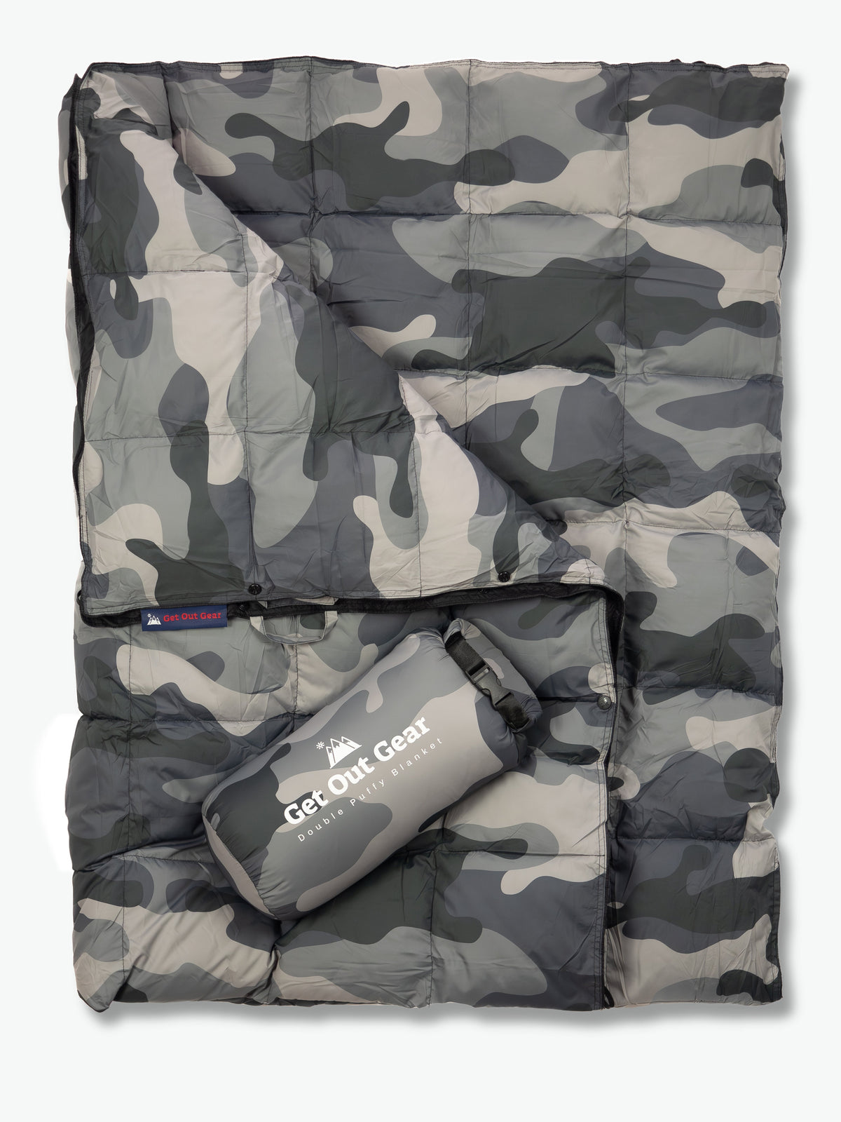 Convertible Camouflage Camping Blanket Gray Camo / Synthetic Insulation option