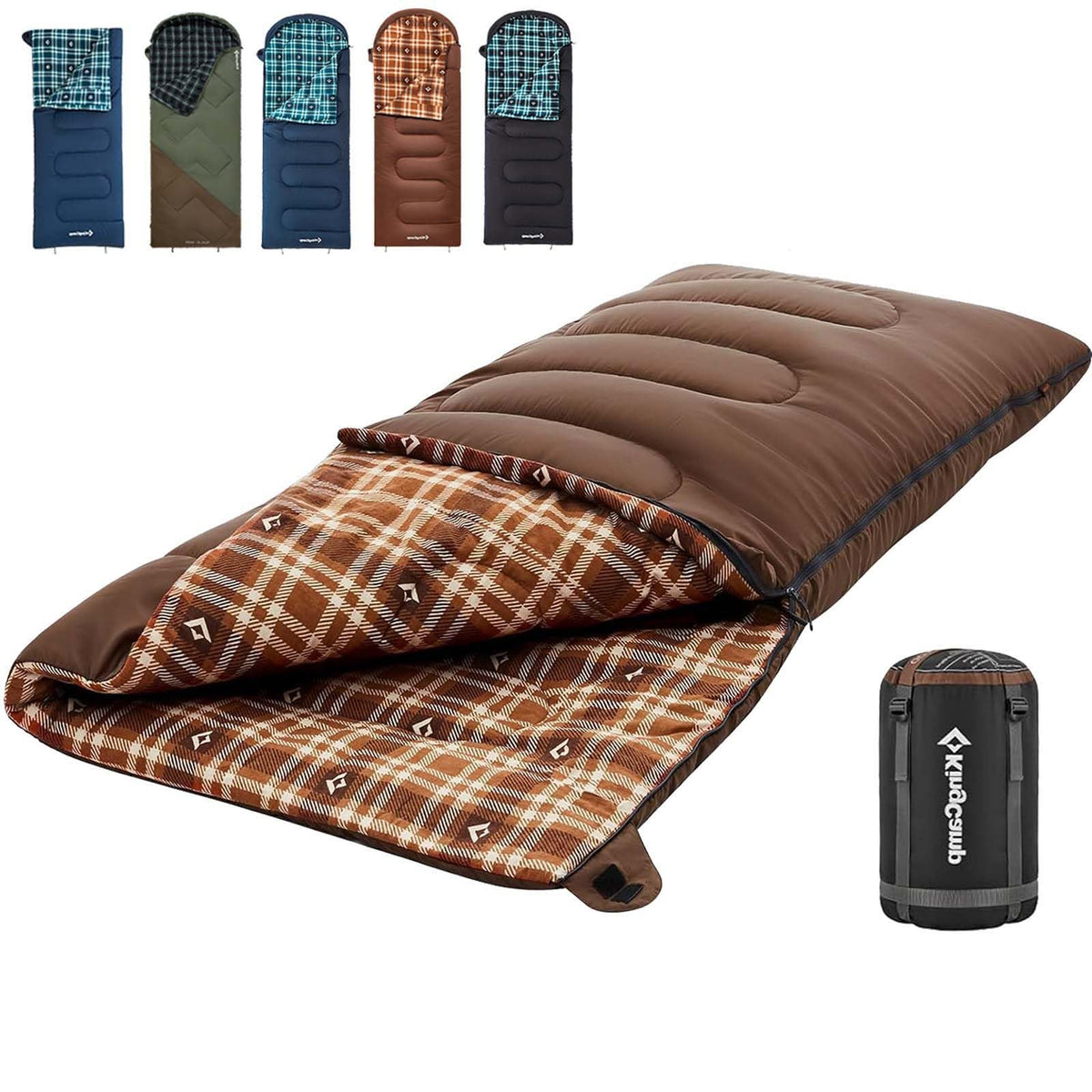 Wide Flannel Camping Sleeping Bag Coffee / Right option
