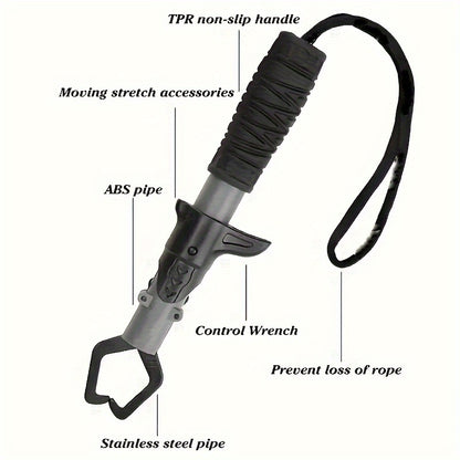 Fishing Pliers Fish Gripper Combo Set 2pcs Stainless Steel Hook Remover Line Cutter with TPR Non-Slip Handle Spring-Loaded Lock for Freshwater Saltwater Bass Trout Pike Catch and Release