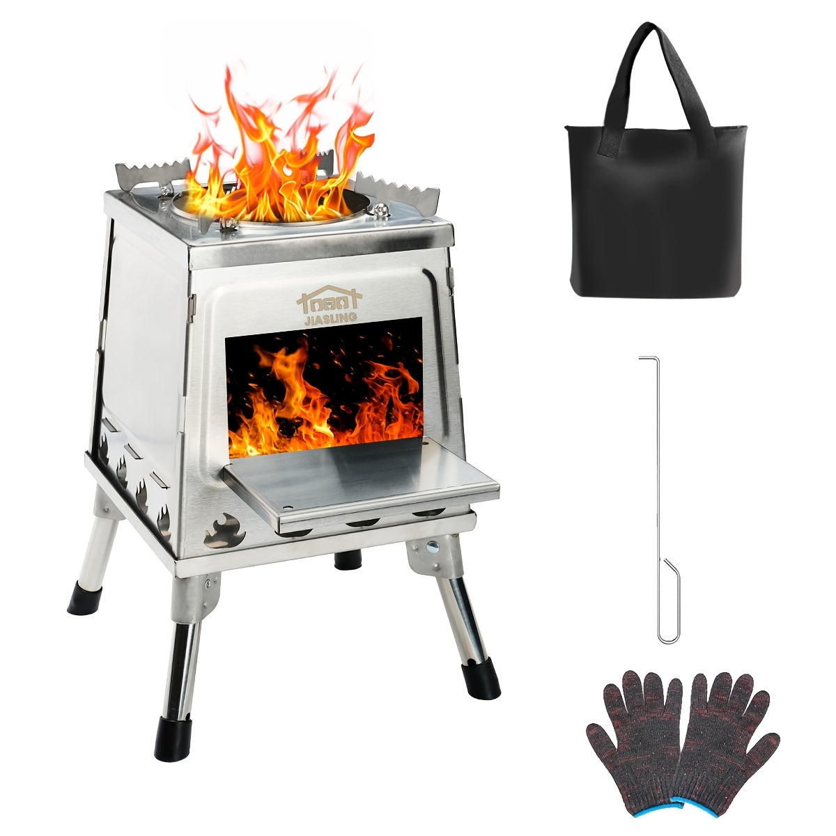 Camping Wood Stove Portable Wood Burning Stove – Outdoor BBQ Rocket Stove for Hiking Picnic Survival Cooking