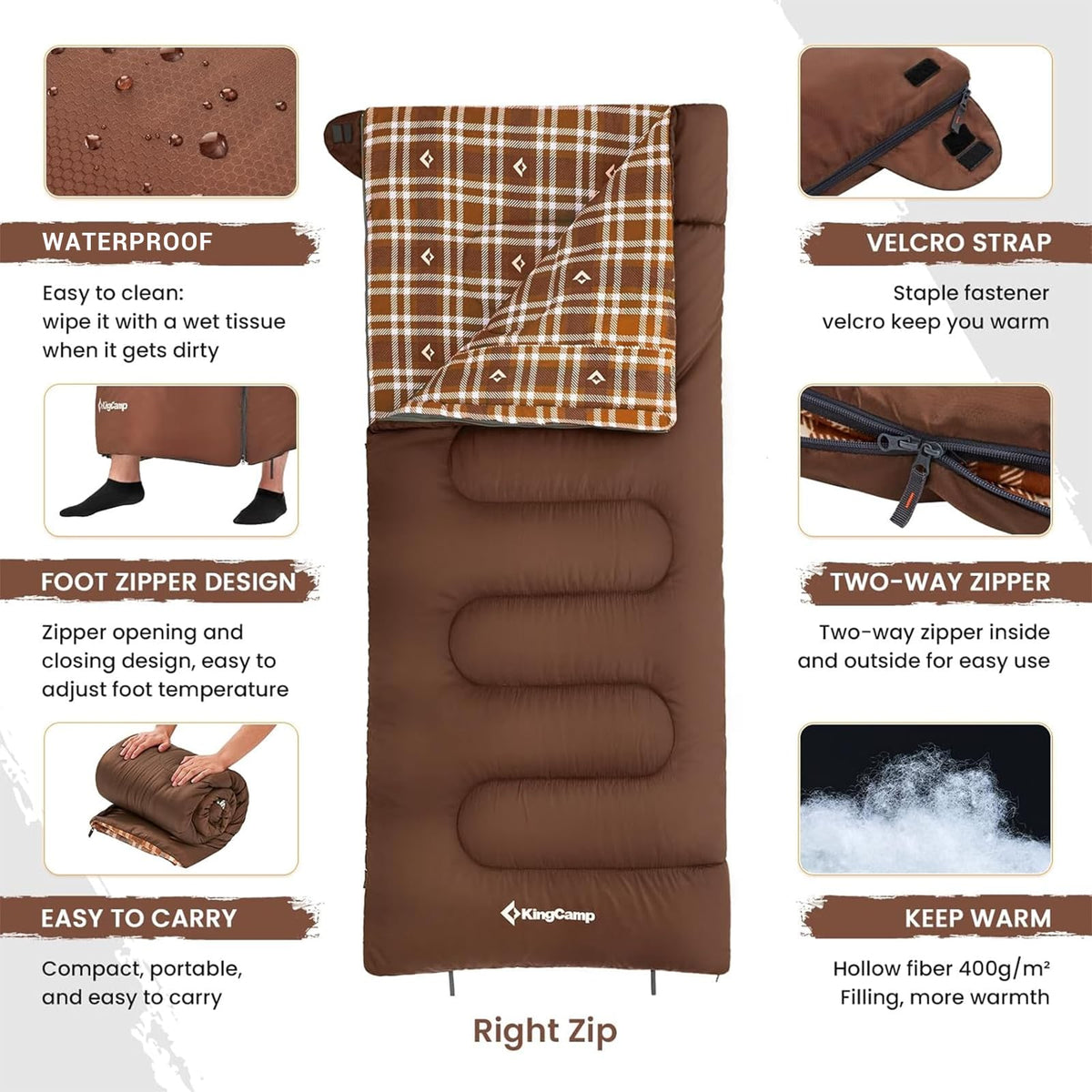 Wide Flannel Camping Sleeping Bag source view 27