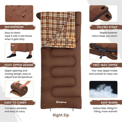 Wide Flannel Camping Sleeping Bag source view 27