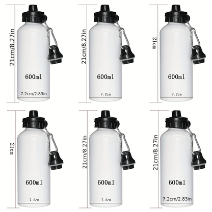 Aluminum Water Bottle Set of 6 – 600ml / 20oz Shatterproof Lightweight Sport Bottles with Matte Finish for Hiking, Camping, Cycling & Outdoor Adventures – Sublimation Ready